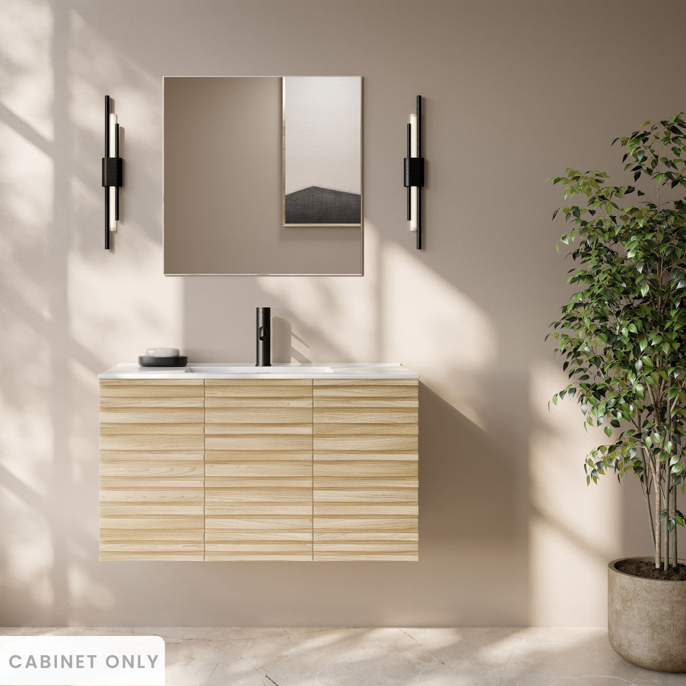 Cascade 36" Wall-Mounted Bathroom Vanity Cabinet without Top in Natural Oak