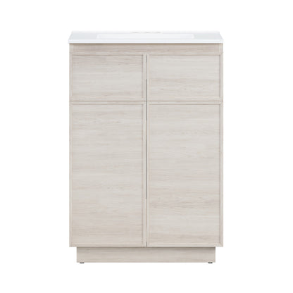 St. Tropez 24" Freestanding Bathroom Vanity in White Oak with 3-Hole Centerset Sink Top
