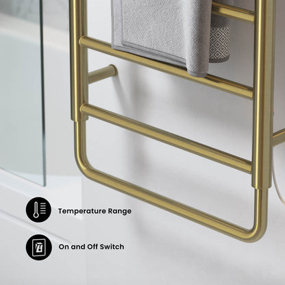 Ivy 8-Bar Electric Towel Warmer in Brushed Gold