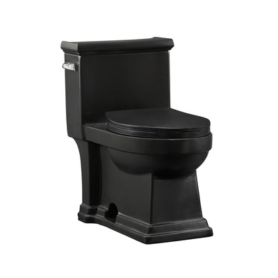 Voltaire One-Piece Elongated Toilet Left Side Flush Handle 1.28 gpf in Matte Black