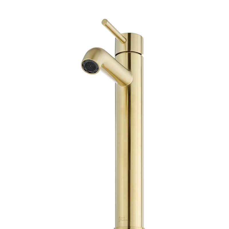 Ivy Single Hole, Single-Handle, High Arc Bathroom Faucet in Brushed Gold