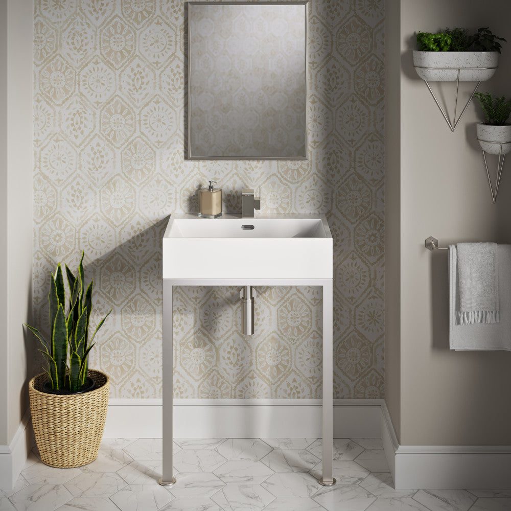 Concorde 24" Rectangle Console Sink with Matte Silver Legs