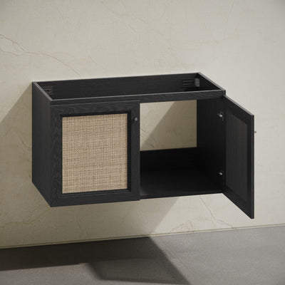 Classe 36" Wall-Mounted Bathroom Vanity in Black Oak without Sink Top