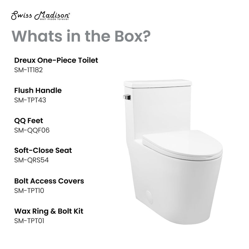 Dreux One-Piece 12" Rough-in 1.28 GPF Left Flush Elongated Toilet in Glossy White