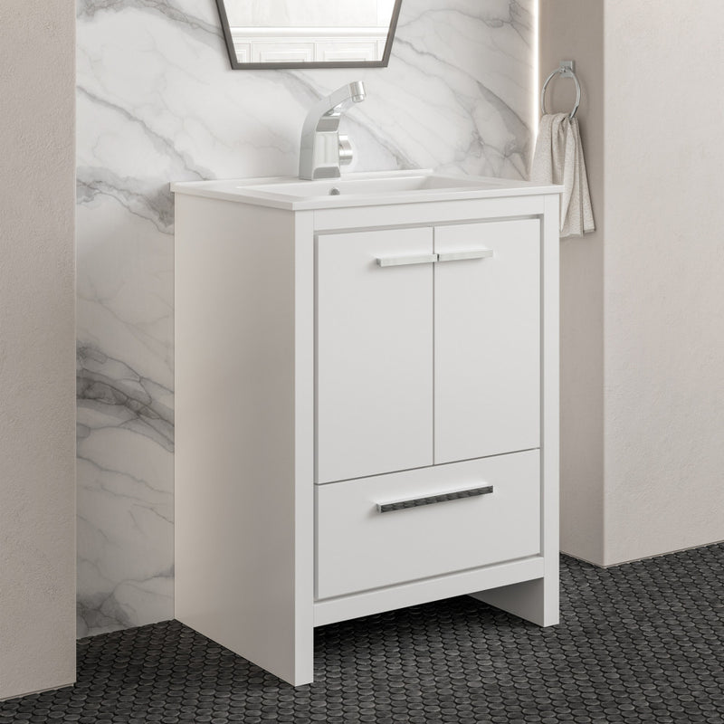 Virage 24" Freestanding Bathroom Vanity in White with Sink Top