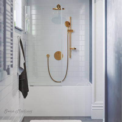 Voltaire 48 x 32 Skirted Right Drain Soaking Apron Bathtub in Glossy White with Integrated Overflow, Drain Included