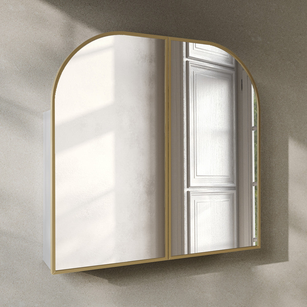 Porte 32 x 31 Arched Recessed/Wall Mount Medicine Cabinet with Mirror in Gold