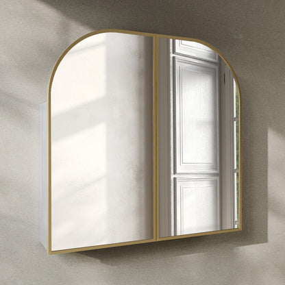 Porte 32 x 31 Arched Recessed/Wall Mount Medicine Cabinet with Mirror in Gold
