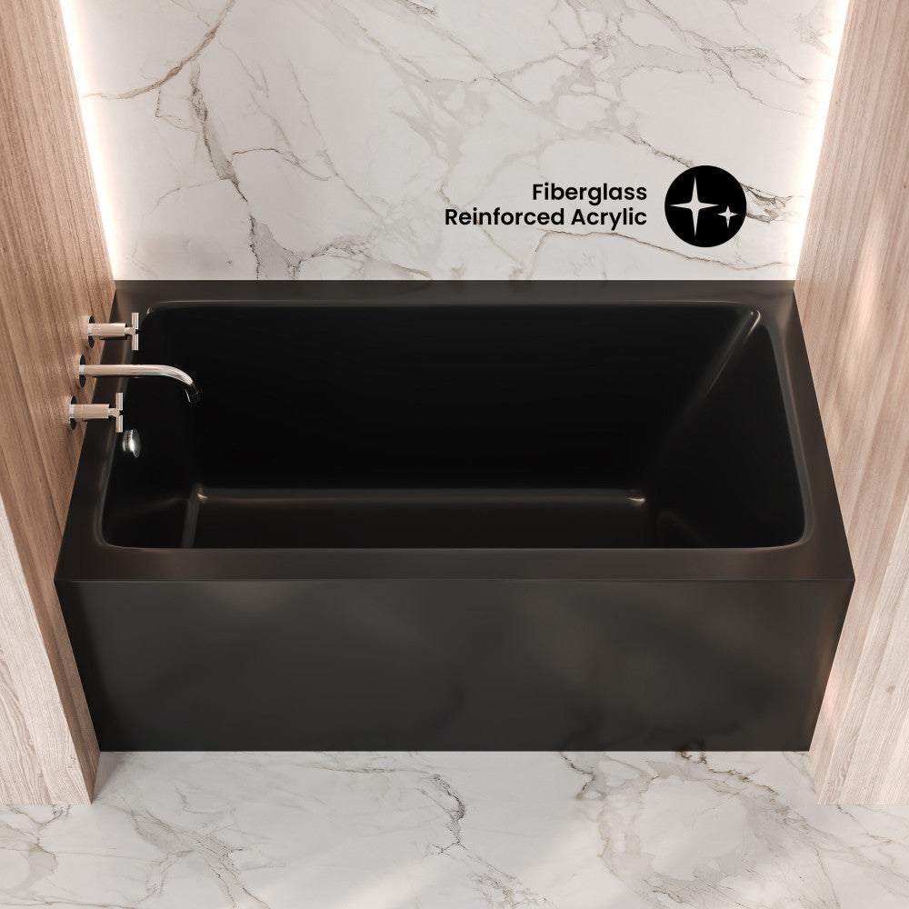Voltaire 54 x 30 Skirted Left Drain Soaking Apron Bathtub in Glossy Black