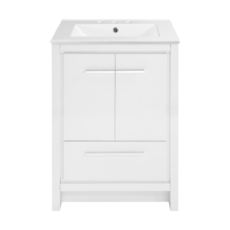 Virage 24 in. White Bathroom Vanity With White, 3-Hole Ceramic Sink Top