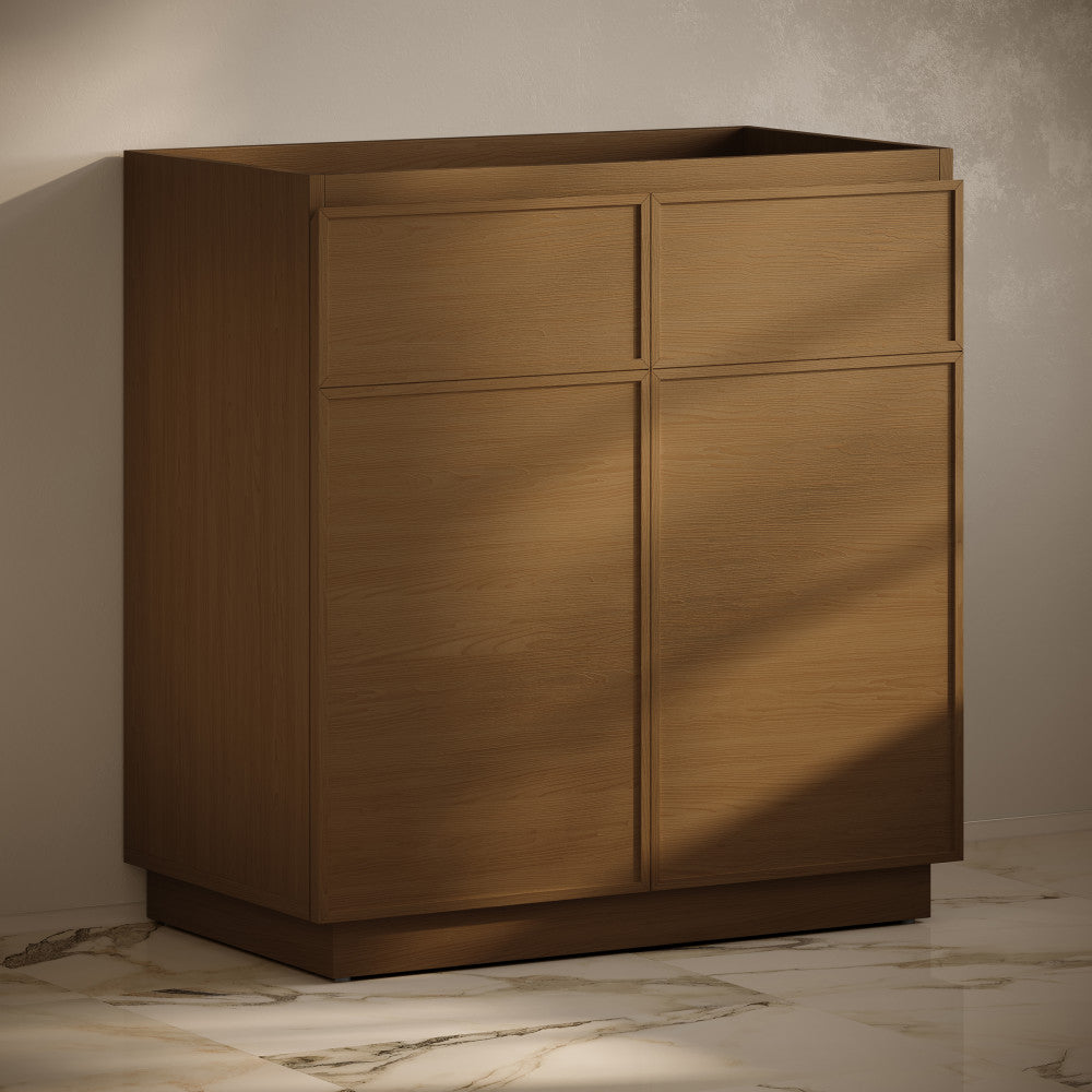 St. Tropez 36" Freestanding Bathroom Vanity Cabinet without Top in Brown Oak