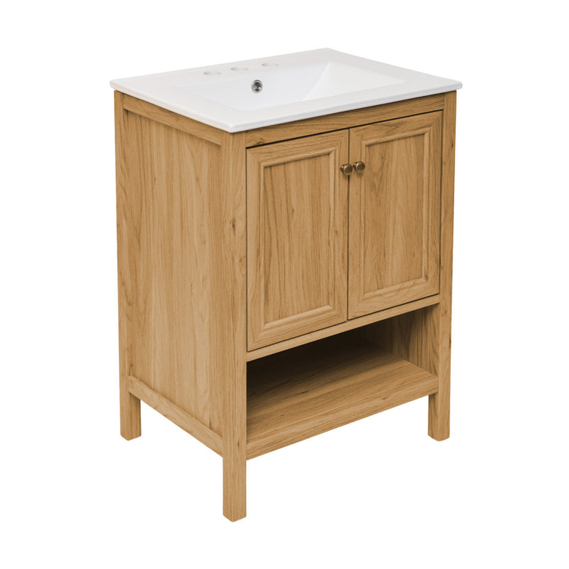 Château 24" Freestanding Bathroom Vanity in Golden Oak with 3-Hole Centerset Sink Top