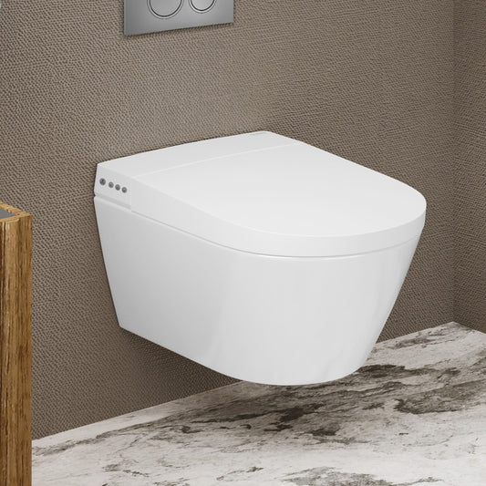 Pur Smart Wall-Hung Toilet with Bidet Bundle with Square Chrome Actuator