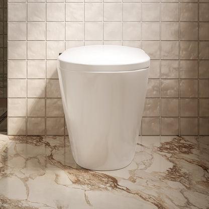 Hugo U Power Flush Tankless Toilet 10" Rough-in 1 GPF Non-Electric ADA Toilet with Integrated Tank and Manual Bidet in Glossy White