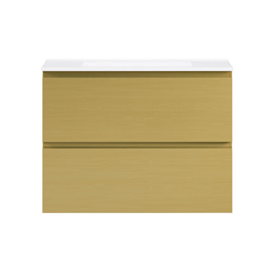 Liberte 30" Wall-Mounted Bathroom Vanity in Natural Oak with Sink Top