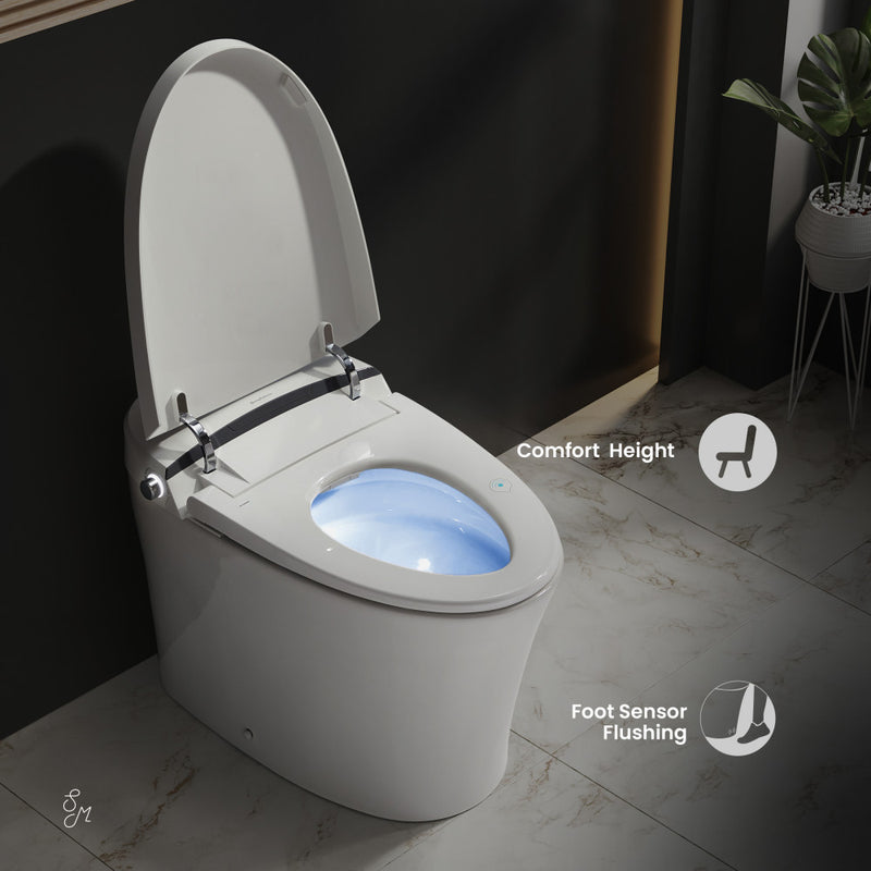 Avancer Smart Tankless Elongated Toilet and Bidet, Touchless Vortex Dual-Flush 1.1/1.6 gpf