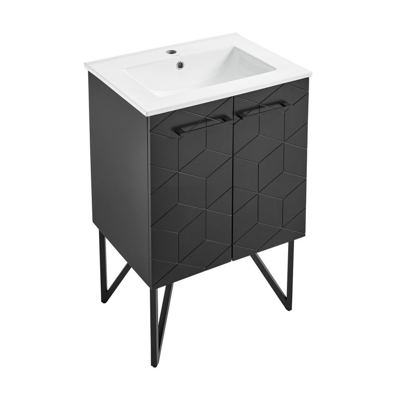 Annecy 24" Freestanding Bathroom Vanity in Phantom Black with Sink Top