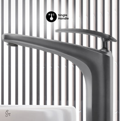 Sublime Single Hole, Single-Handle, High Arc Bathroom Faucet in Gunmetal Gray