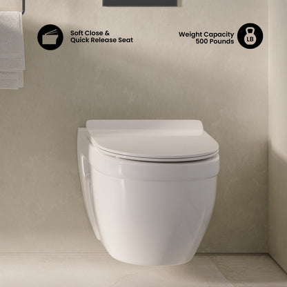 Ivy Wall Hung Elongated Toilet Bowl, Black Hardware