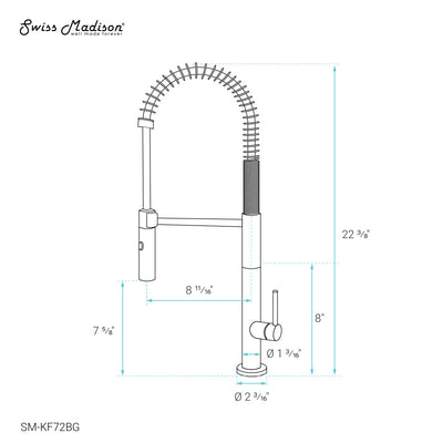 Chalet Single Handle, Pull-Down Kitchen Faucet in Brushed Gold