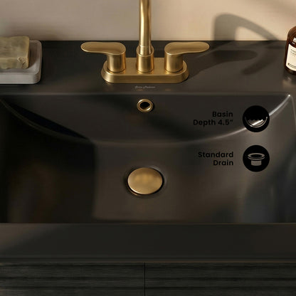 24" 3-Hole Centerset Vanity Sink Top in Matte Black