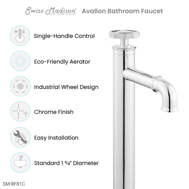 Avallon Single Hole, Single-Handle Wheel, High Arc Bathroom Faucet in Chrome