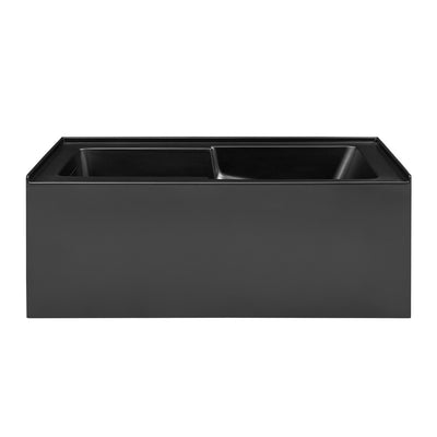 Voltaire 60 x 32 Skirted Left Drain Soaking Apron Bathtub in Matte Black with Integrated Overflow and Armrest, Drain Included