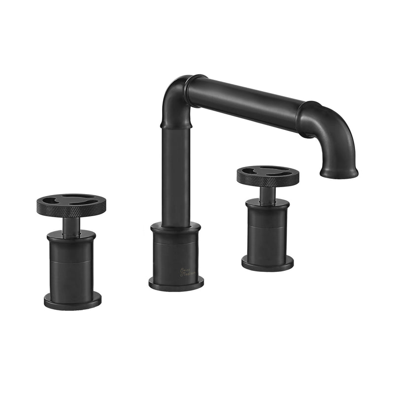 Avallon 8 in. Widespread, 2-Handle Wheel, Bathroom Faucet in Matte Black