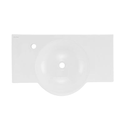 Chateau 30" Wall-Mounted Sink Center Basin with Left Side Faucet Mount in Glossy White