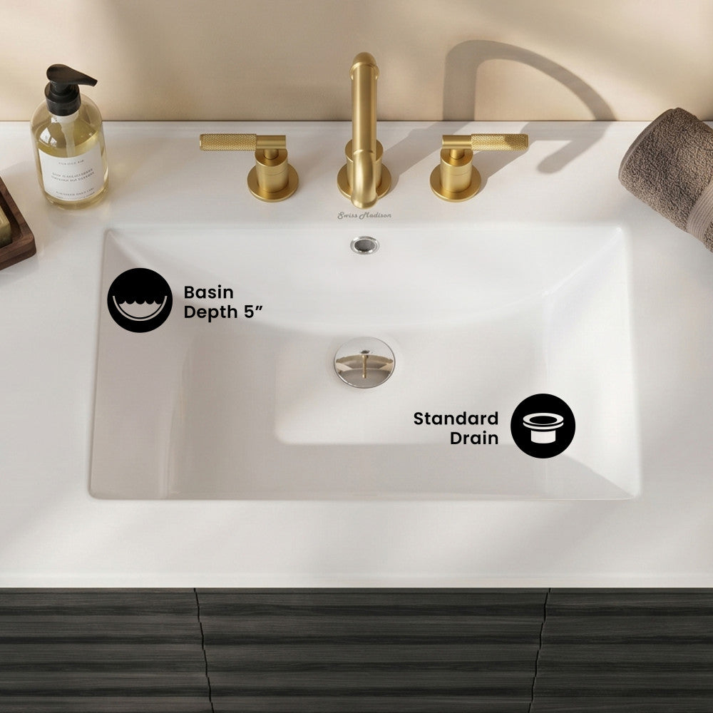 36" Ceramic Vanity Top with Three Faucet Holes
