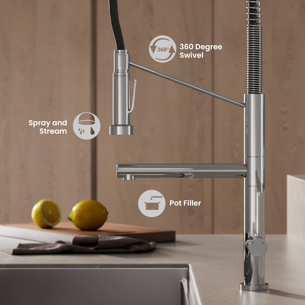 Nouvet Single Handle, Pull-Down Kitchen Faucet with Pot Filler in Chrome