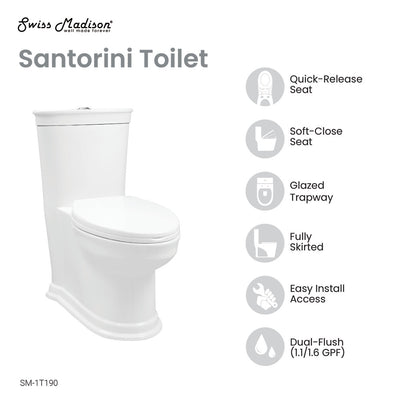 Santorini One-Piece Elongated Toilet Dual-Flush 1.1/1.6 gpf