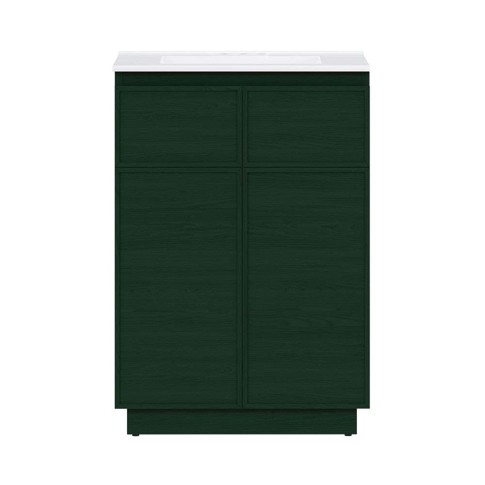 St. Tropez 24" Freestanding Bathroom Vanity in Green Oak with 3-Hole Centerset Sink Top