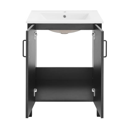 Avallon 24" Freestanding Bathroom Vanity in Black with Sink Top
