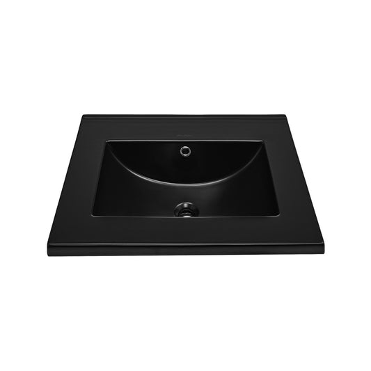 18" Zero Hole Vanity Sink Top in Glossy Black