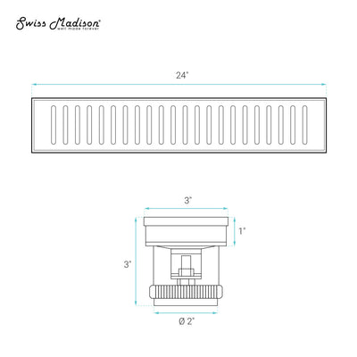 Voltaire 24" Stainless Steel Linear Shower Drain in Matte White