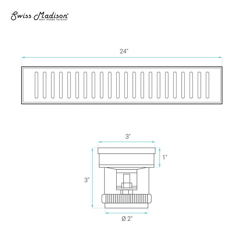 Voltaire 24" Stainless Steel Linear Shower Drain in Matte White