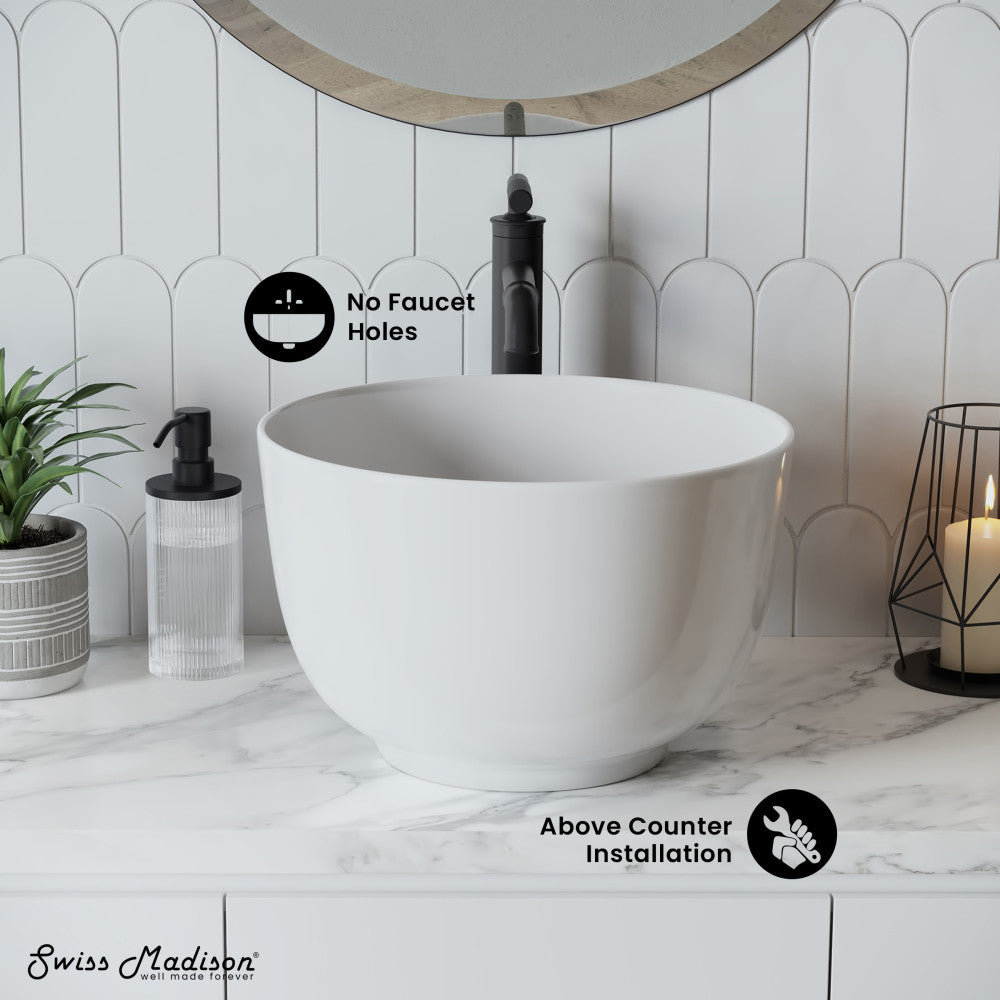 Calice 15'' Vessel Sink in White