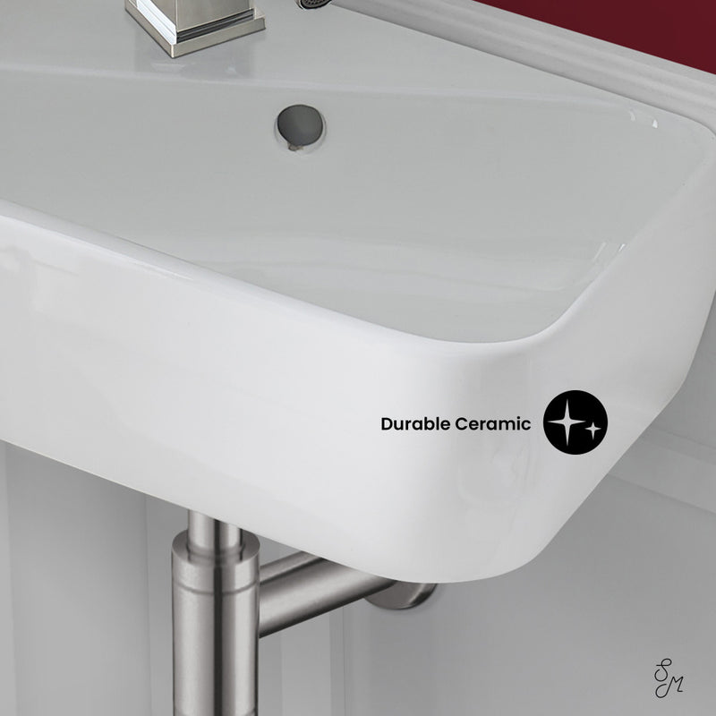 Plaisir 18 x 11 Ceramic Wall Hung Sink with Left Side Faucet Mount