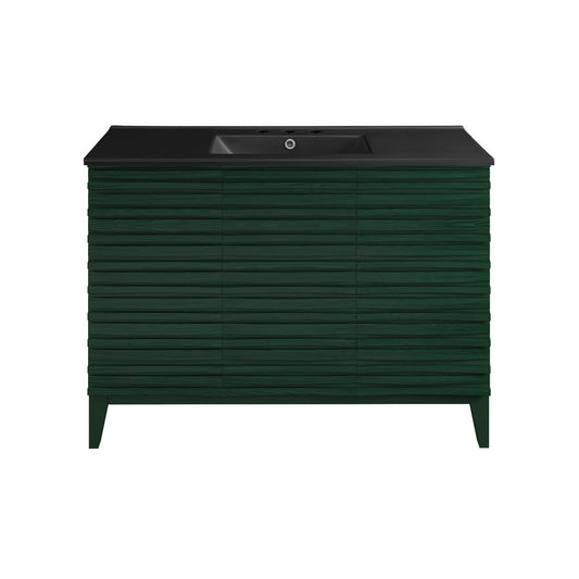 Cascade 48" Freestanding Bathroom Vanity in Green Oak with Black 3-Hole Widespread Sink Top