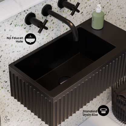 Delice 24" Rectangle Wall-Mount Bathroom Sink in Matte Black