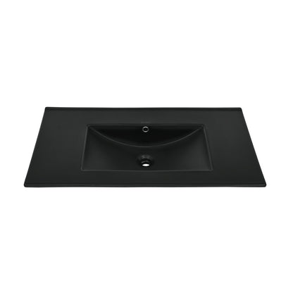 36" Zero Hole Vanity Sink Top in Matte Black