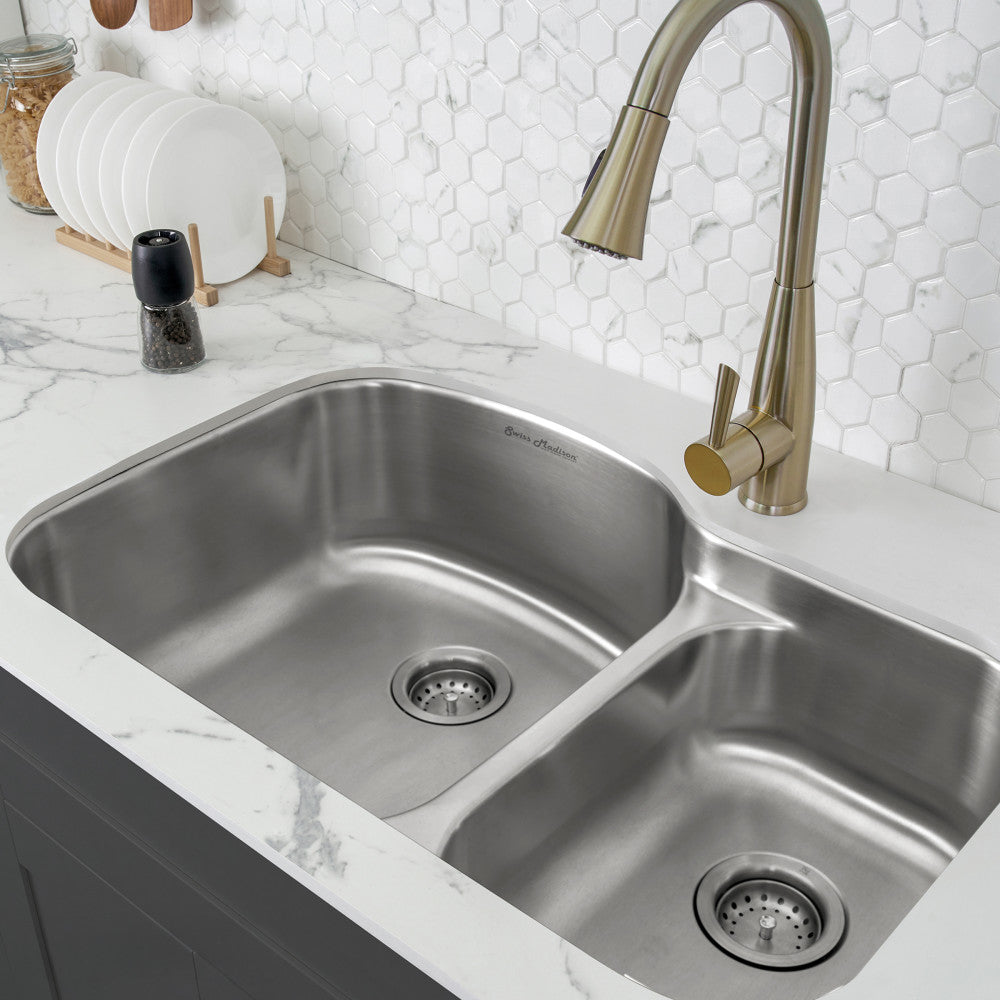Toulouse 32 x 21 Stainless Steel, Dual Basin, Undermount Kitchen Sink