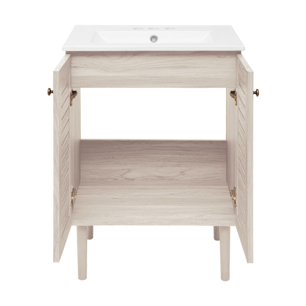 Bron 24" Freestanding Bathroom Vanity in White Oak with 3-Hole Centerset Sink Top