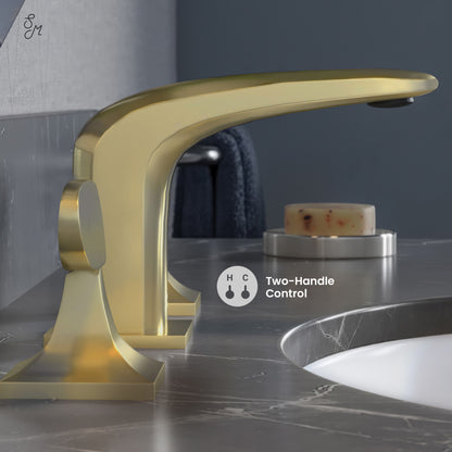 Chateau 8 in. Widespread, 2-Handle, Bathroom Faucet in Brushed Gold