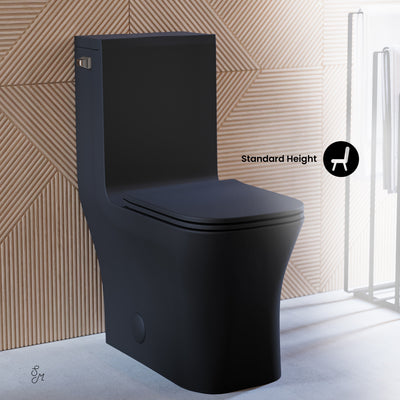 Concorde One-Piece 12" Rough-in 1.28 GPF Left-Hand Flush Square Toilet in Matte Black