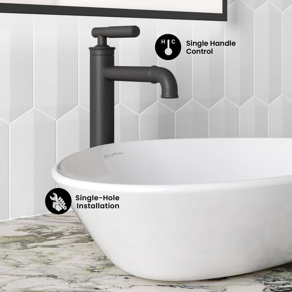 Avallon Single Hole, Single-Handle Sleek, High Arc Bathroom Faucet in Matte Black