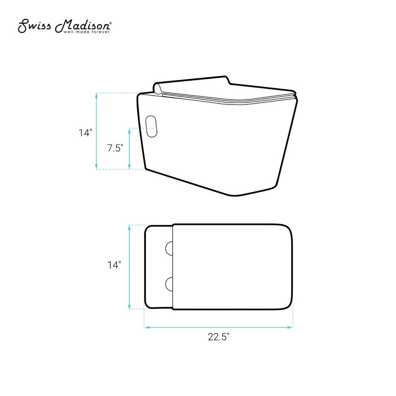 Concorde Wall-Hung Toilet Bundle 0.8/1.6 GPF Dual Flush in Glossy White with Black Flush Plate