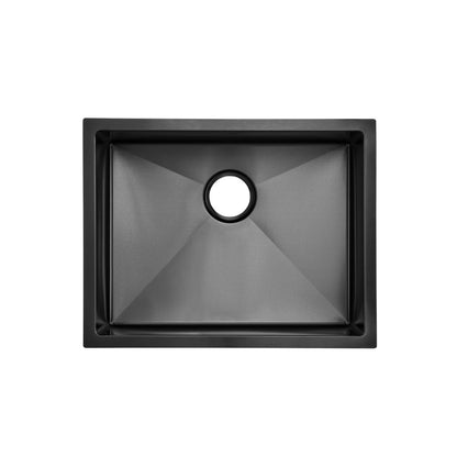 23 x 18-inch black stainless steel undermount kitchen sink, single basin, Rivage collection.