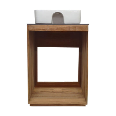 Rennes 24" Reclaimed Wood Vanity in Walnut with Slate Countertop and Single Hole Vessel Sink